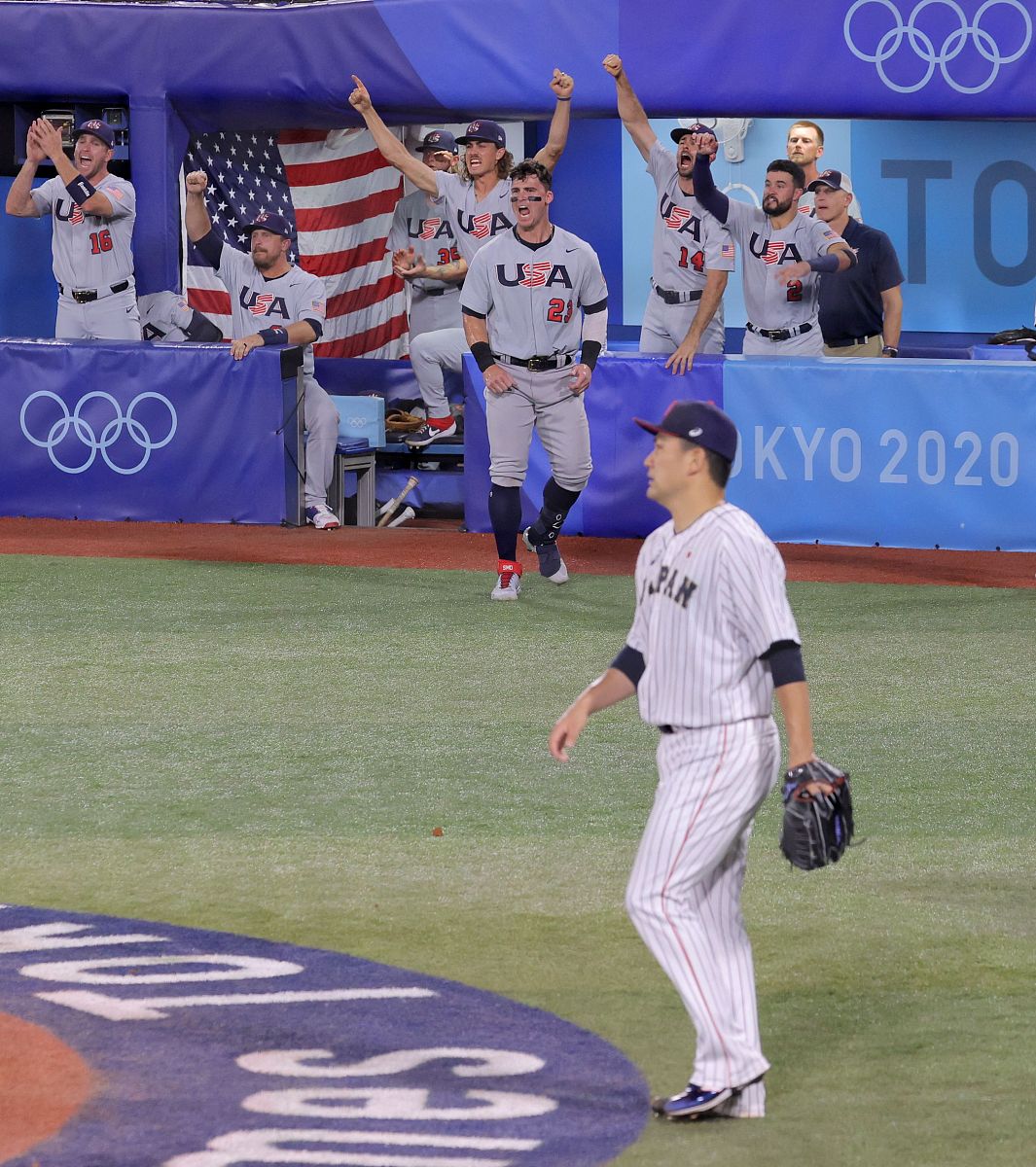2021年8月2日,日本,2020东京奥运会棒球8月2日赛况.usa's players cel