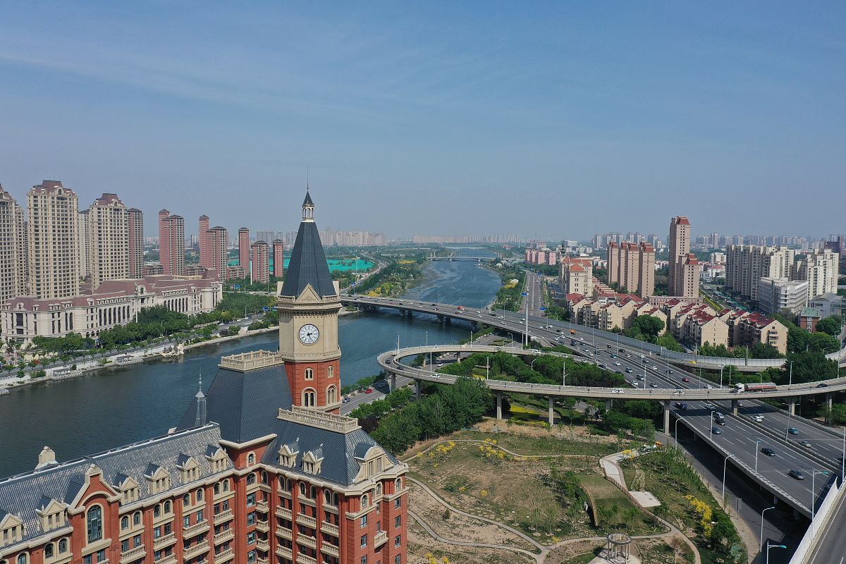 2020年5月6日,航拍天津富民桥.