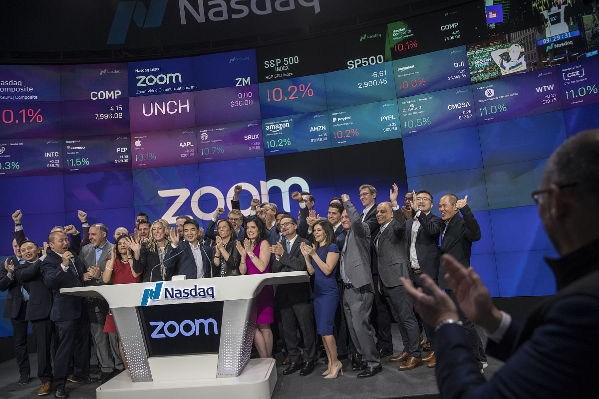 当地时间2019年4月18日,美国纽约,软件开发商zoom在纽交所上市,zoom将