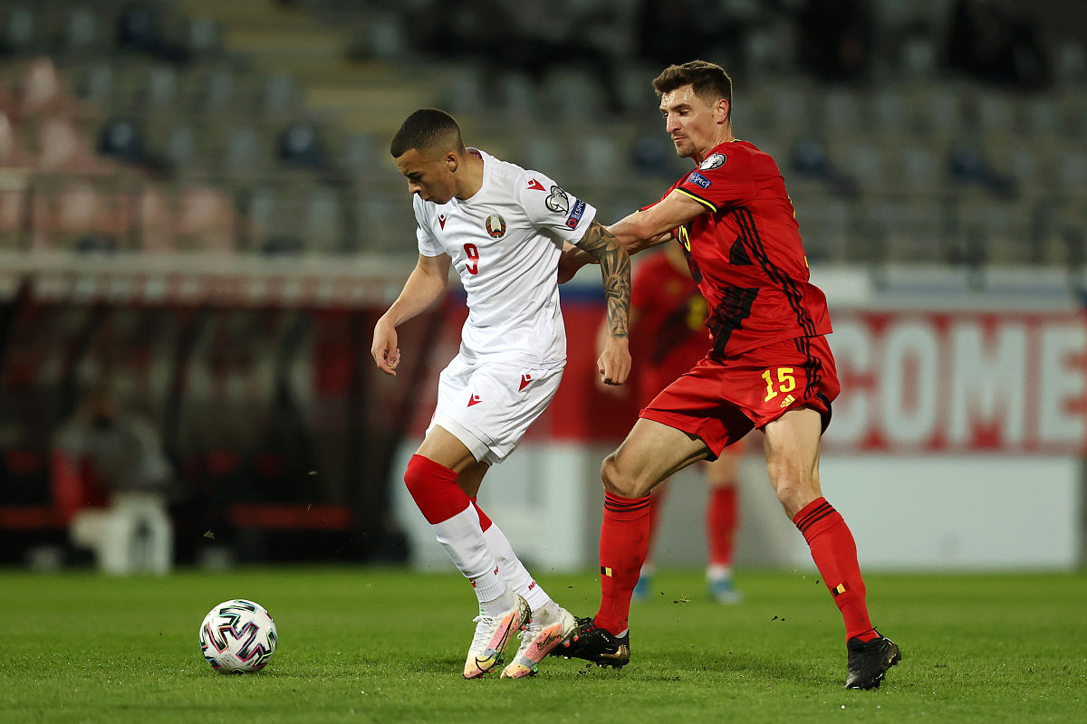 leuven, belgium - marc<strong>h</strong> 30: max ebong of belarus is challenged