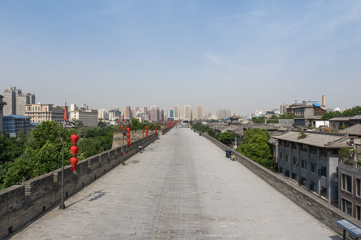 2020年5月21日,陕西省西安市,明城墙航拍.