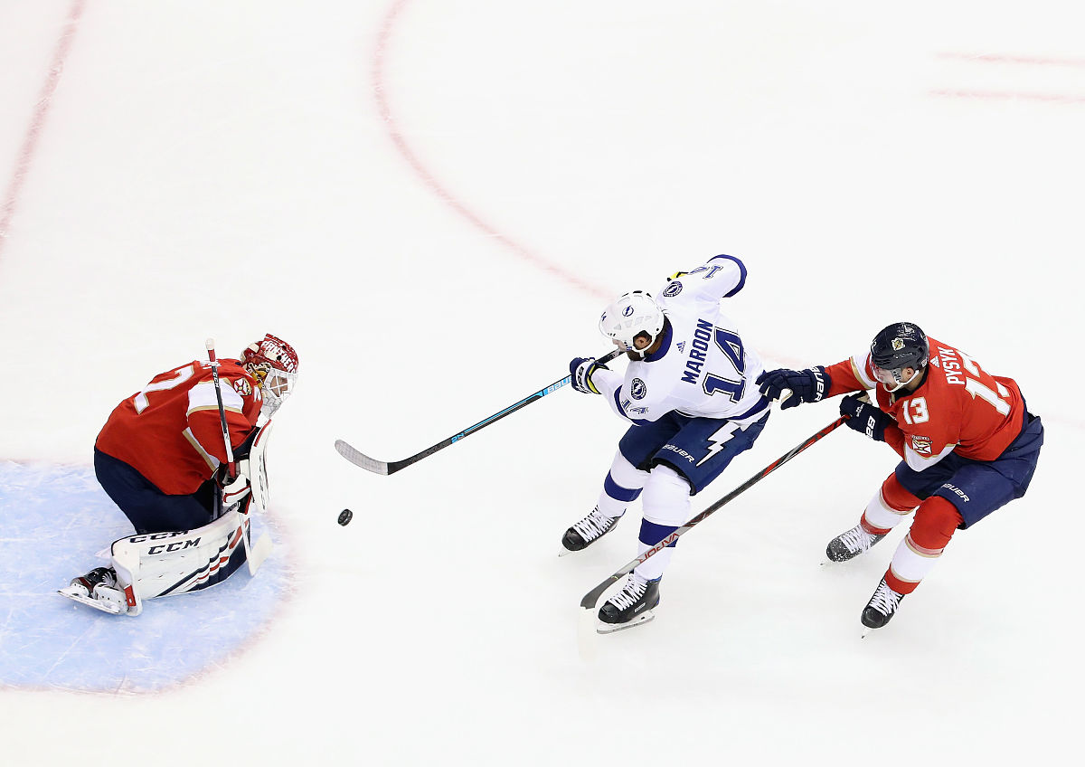 toronto, ontario - july 29: pat maroon #14 of the tampa bay ligh