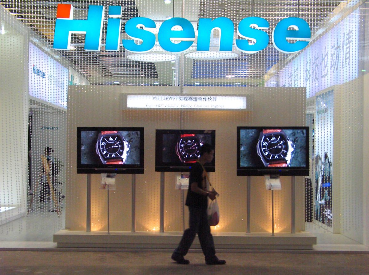 2006年5月25日,北京科博会上展示hisense海信高清数字平板电视.