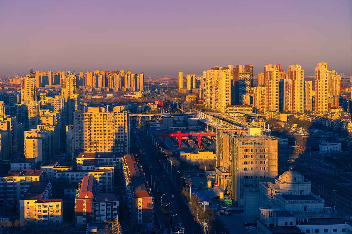2021年1月10日,天津,滨海新区街景.