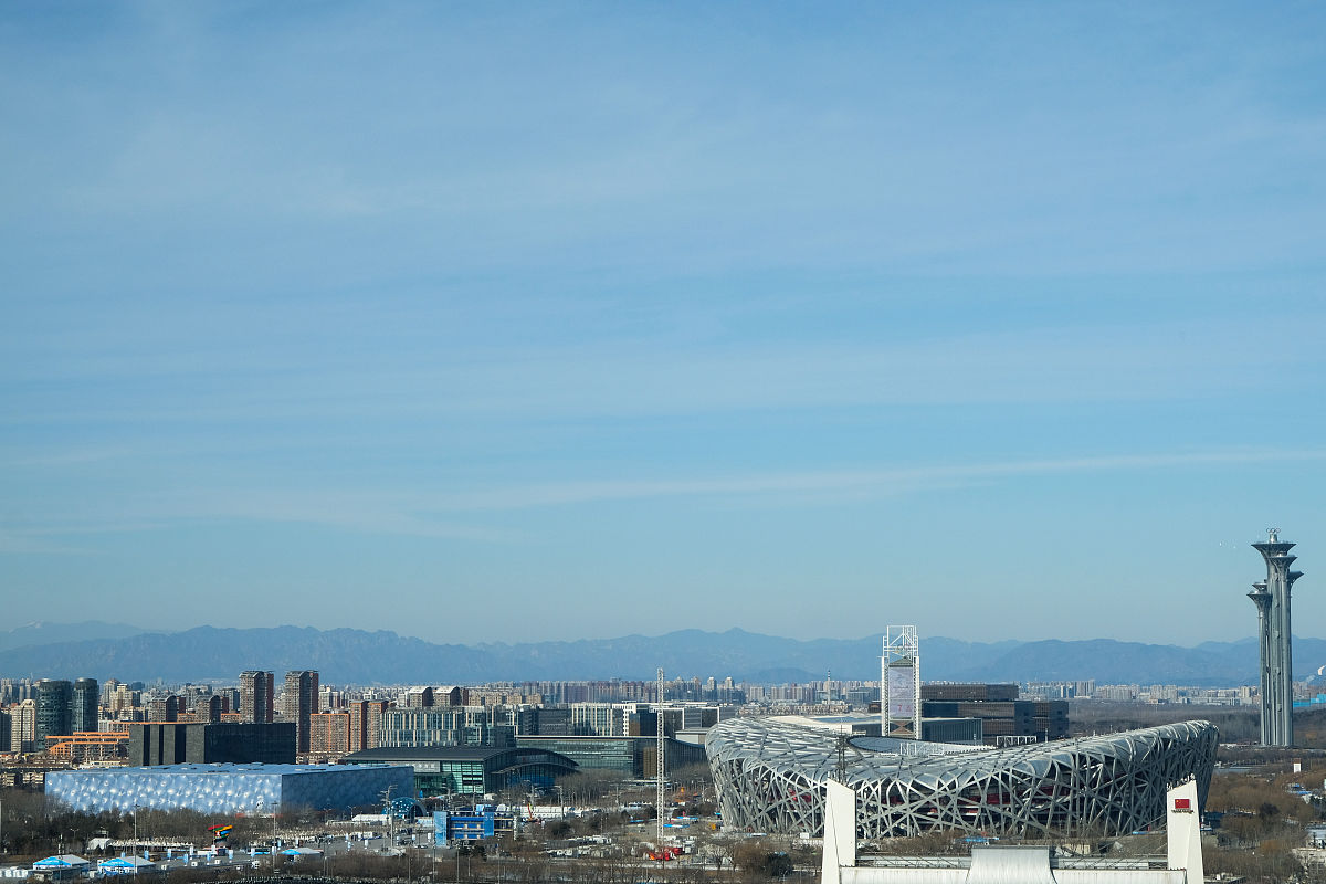 2022年1月28日,北京,2022北京冬奥会1月28日,开幕式倒计时一周,俯拍鸟