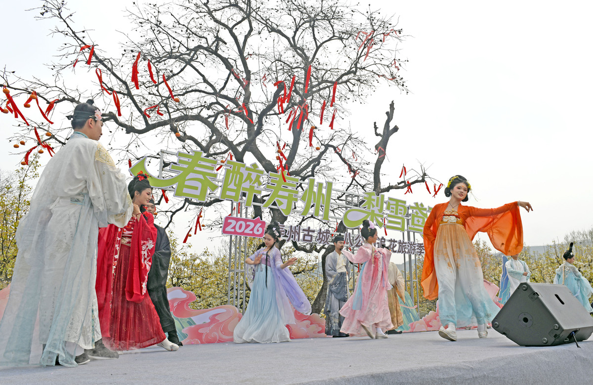 2026年4月1日,安徽淮南,寿县八公山乡张管村梨园内,为
