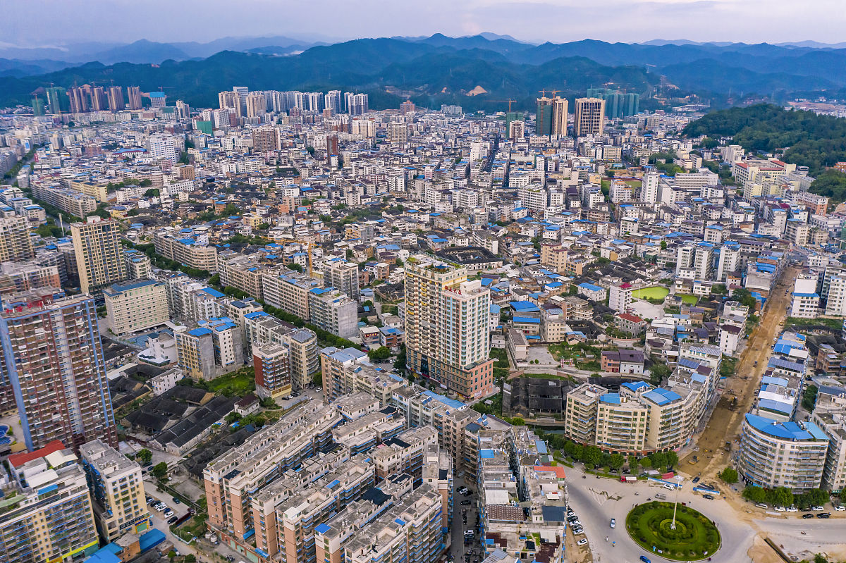 2020年8月26日,广东省梅州市,航拍大埔县城.