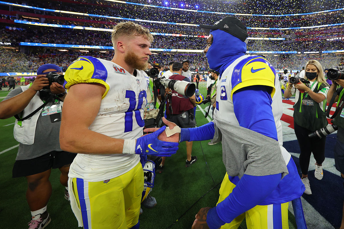 inglewood, california - february 13: cooper kupp #10 and jalen r