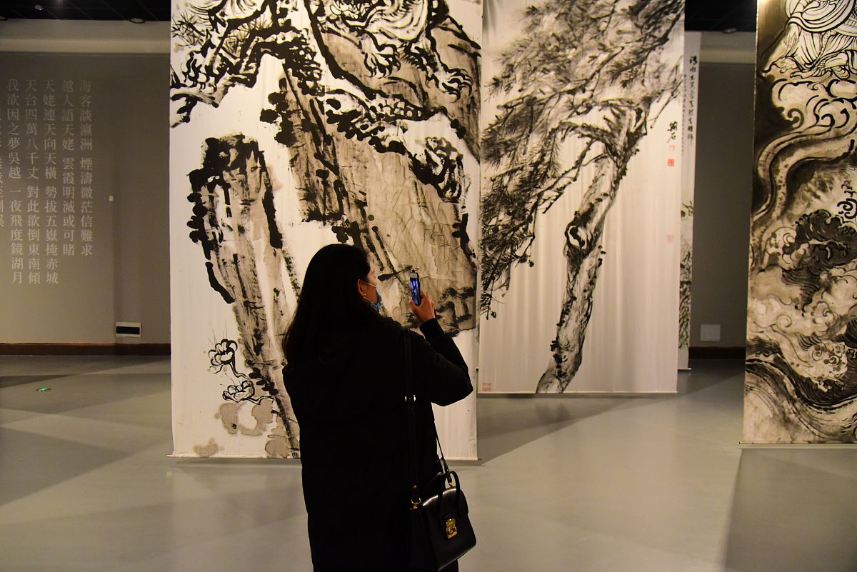 2020年12月28日,杭州,"青山行不尽——唐诗之路艺术展"在浙江展览馆开