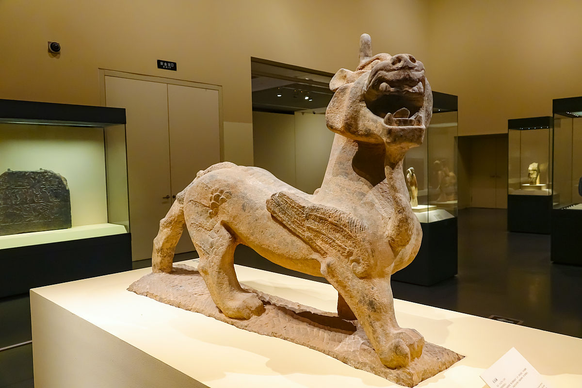 2021年10月14日,北京中国国家博物馆,汉朝石天禄神兽.