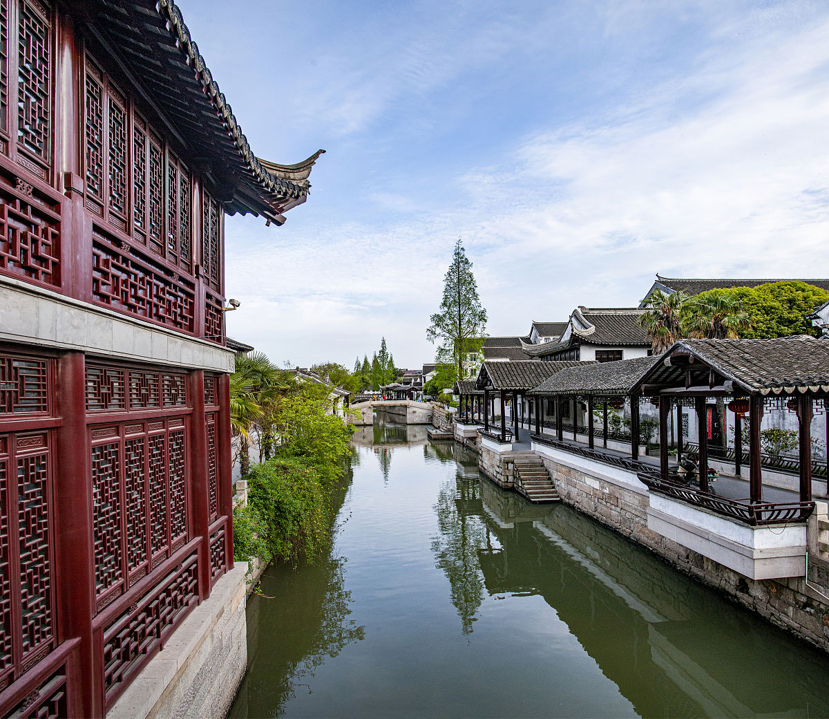 2021年4月5日,江苏省苏州市太仓市沙溪古镇水乡.