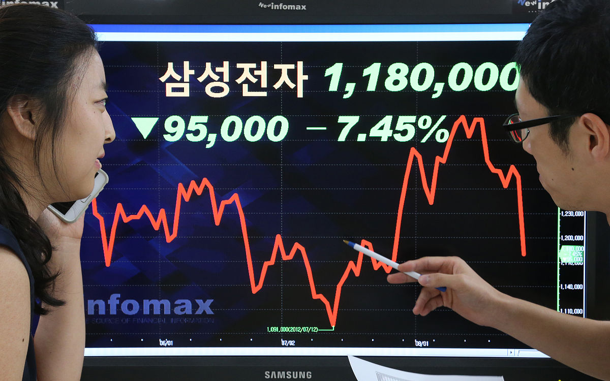 当地时间2012年8月27日,韩国首尔,当日韩国股市情况.+++_+++韩国,首尔