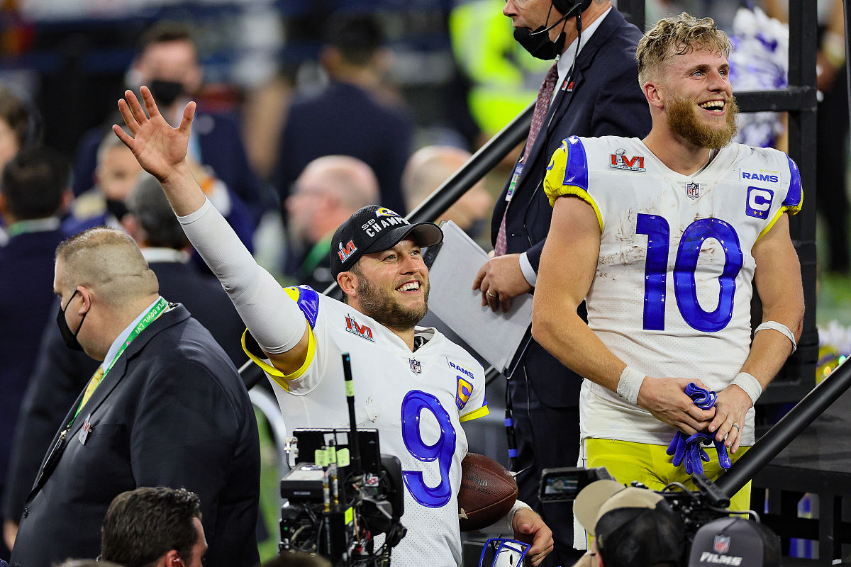 inglewood, california - february 13: cooper kupp #10 and matthew