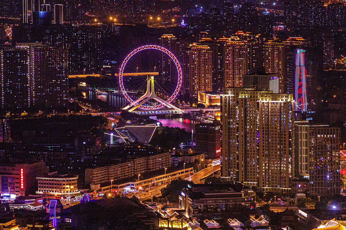 2021年8月29日,天津城市风光夜景.