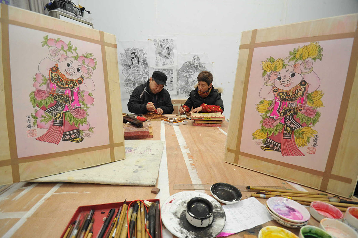 2019年1月18日,山西运城市新绛县傲霜斋木版年画有限公司创始人绛州木