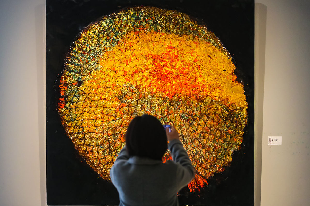 2021年12月29日,济南,"2021全国漆画邀请展"开幕式在山东美术馆举行.