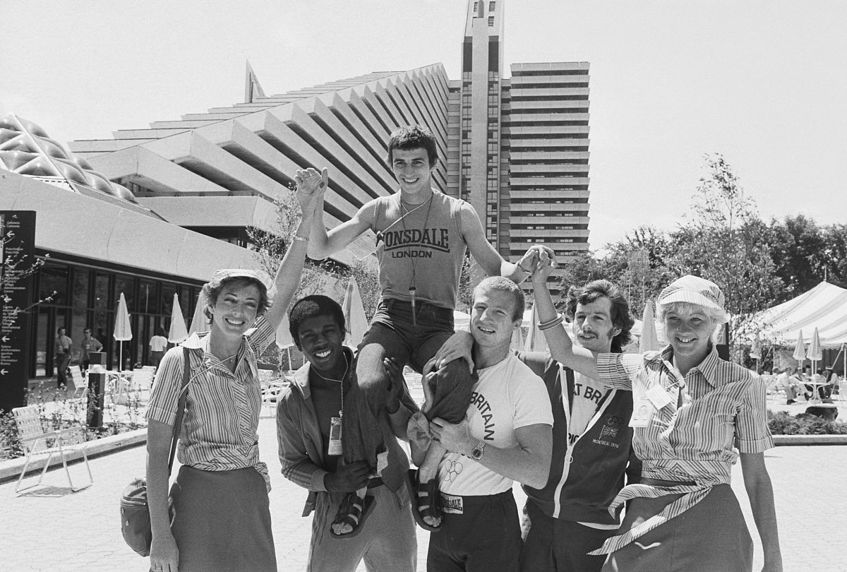 british flyweight boxer charlie magri being carried on the shoul