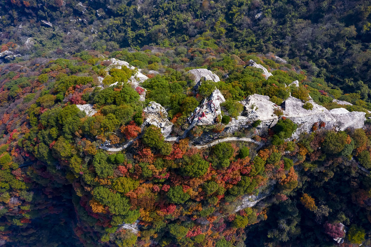 2021年10月30日,西安,航拍秦岭终南山秋色.(如需下载请署名 曾文平)
