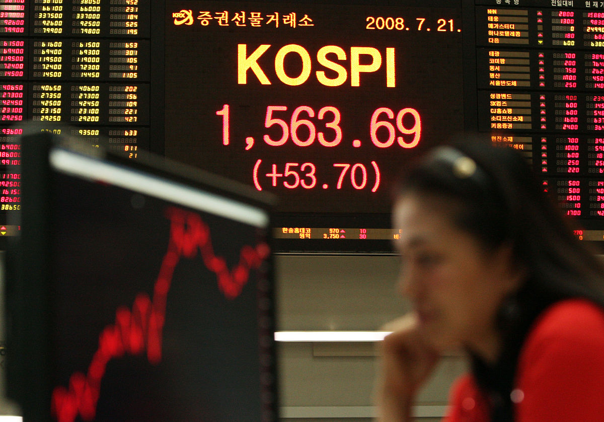 2008年7月21日,韩国首尔,当日韩国股市.  july 21, seoul, south kore