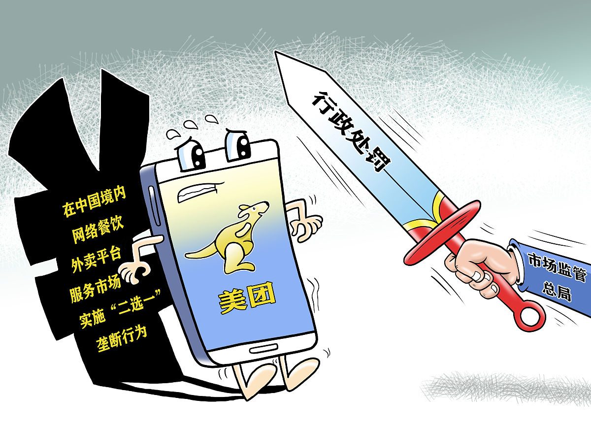 市场监管总局依法对美团 在中国境内网络餐饮外卖平台服务市场 实施"