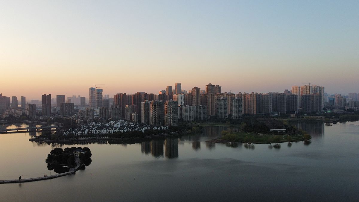 2021年2月19日,武汉,航拍汉阳墨水湖.