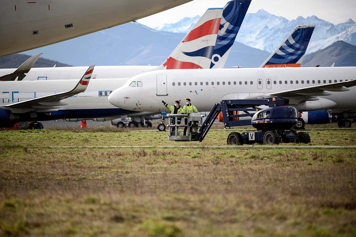 当地时间2021年2月4日,法国西南部azereix,tarmac aerosave公司的停机