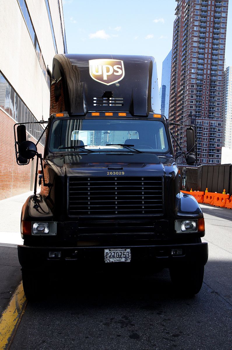 new york - may 11:  ups truck at united parcel service cc 43rd c