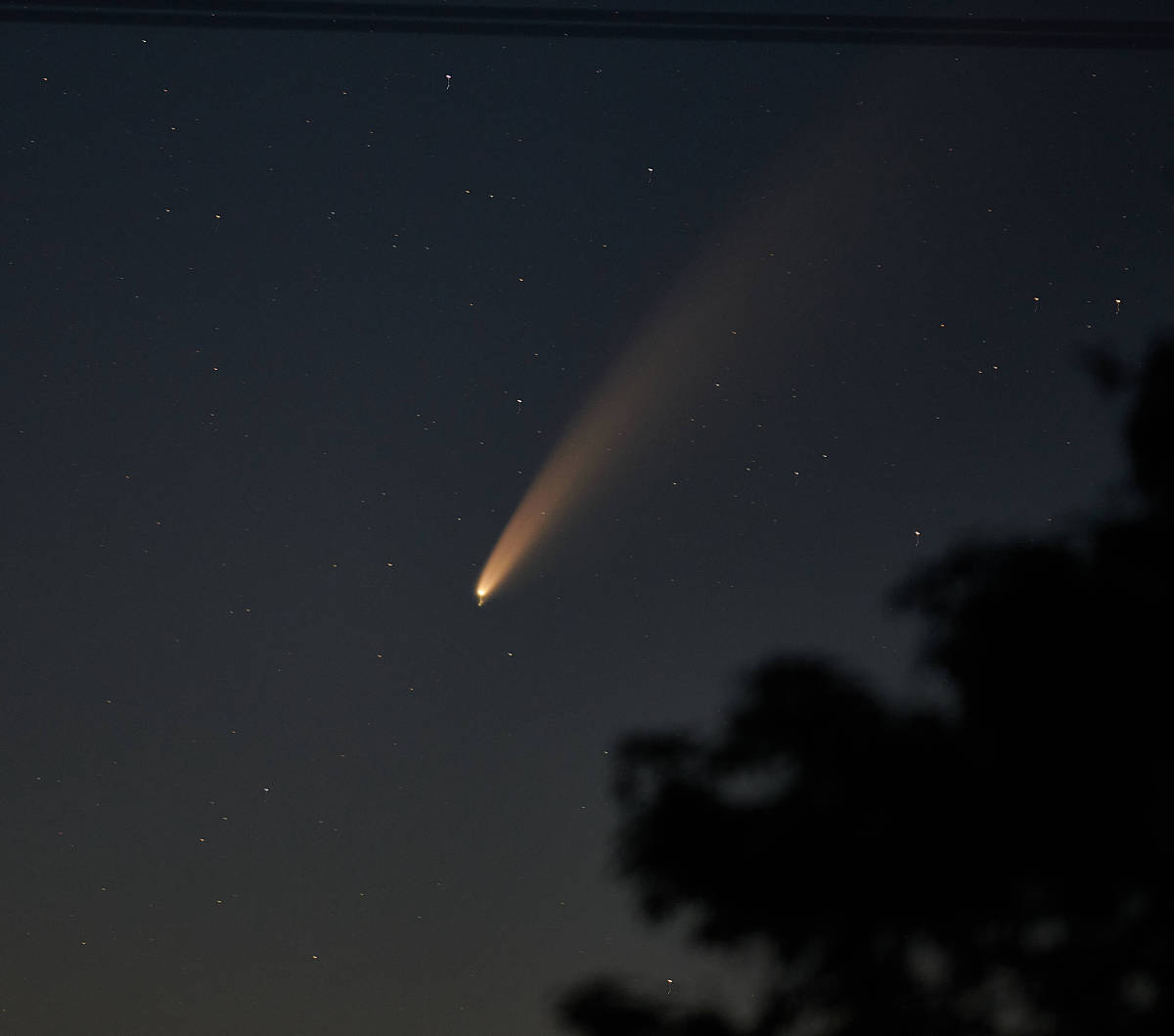 当地时间2020年7月12日,德国萨克森州,当地夜空中可观测到neowise彗星