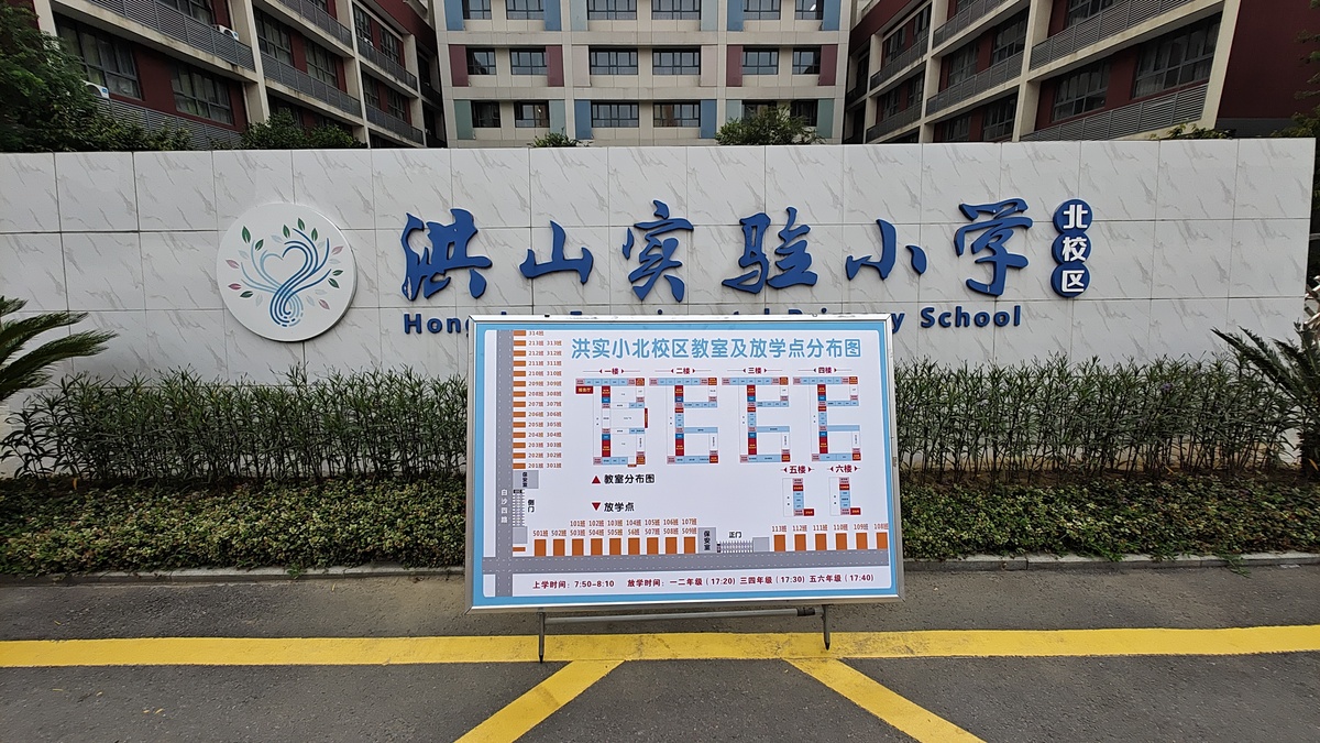 2024年9月2日,武汉,洪山实验小学北校区围墙外的地面,