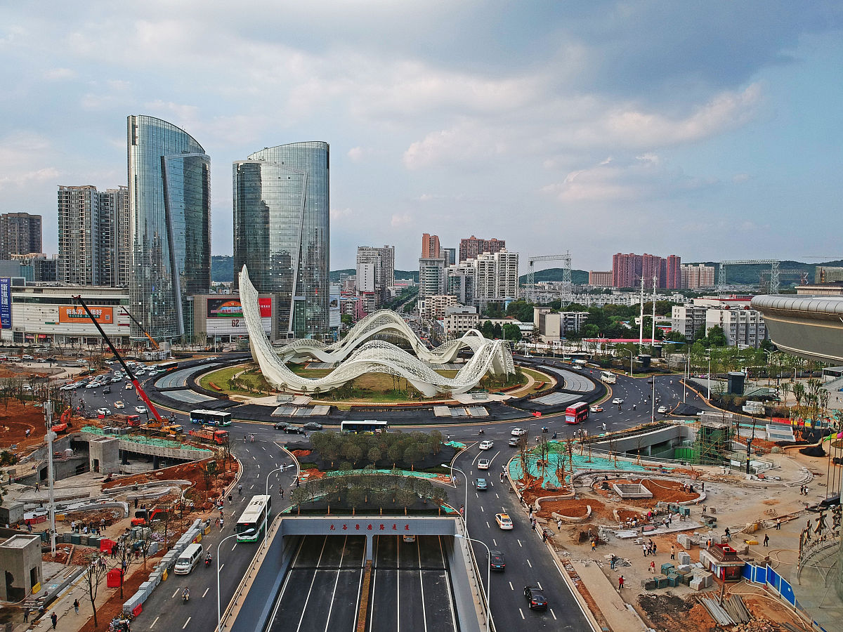 2019年9月3日,武汉,航拍亚洲规模最大城市地下综合体,面积约21个足球