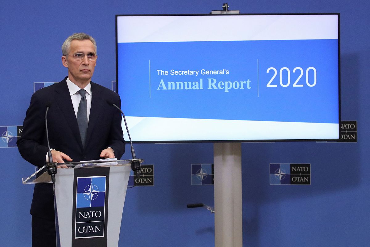 当地时间2021年3月16日,比利时布鲁塞尔,北大西洋公约组织(nato)在布