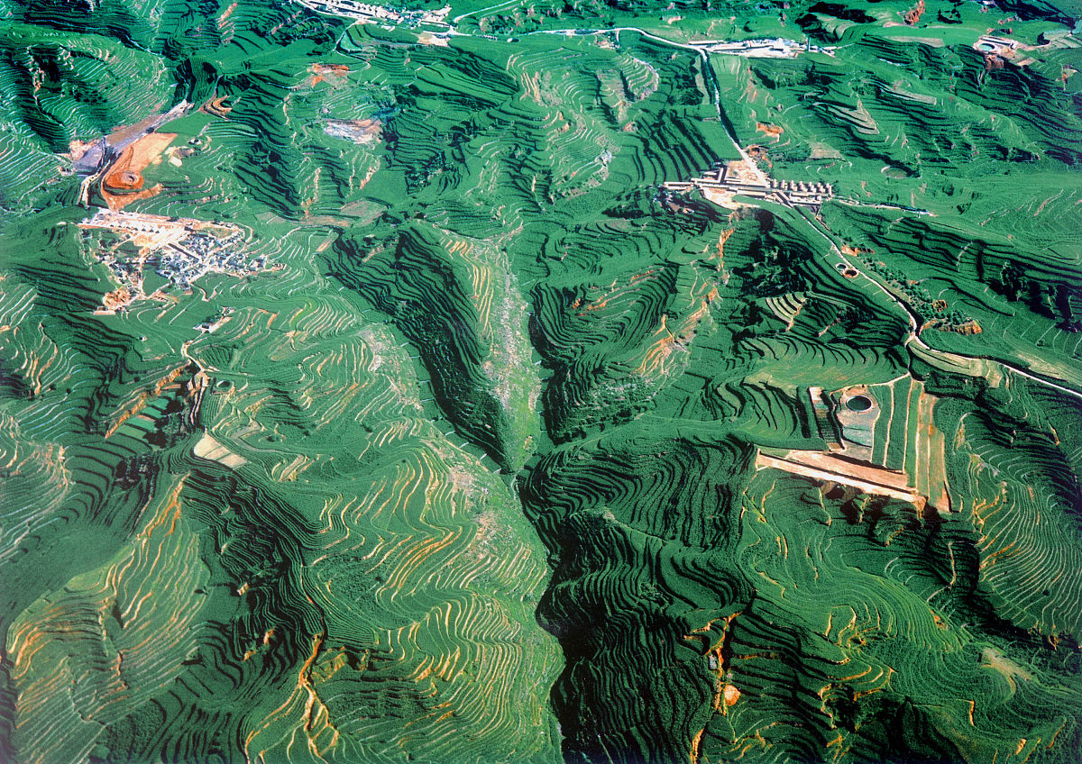 1976年,航拍,太行山.