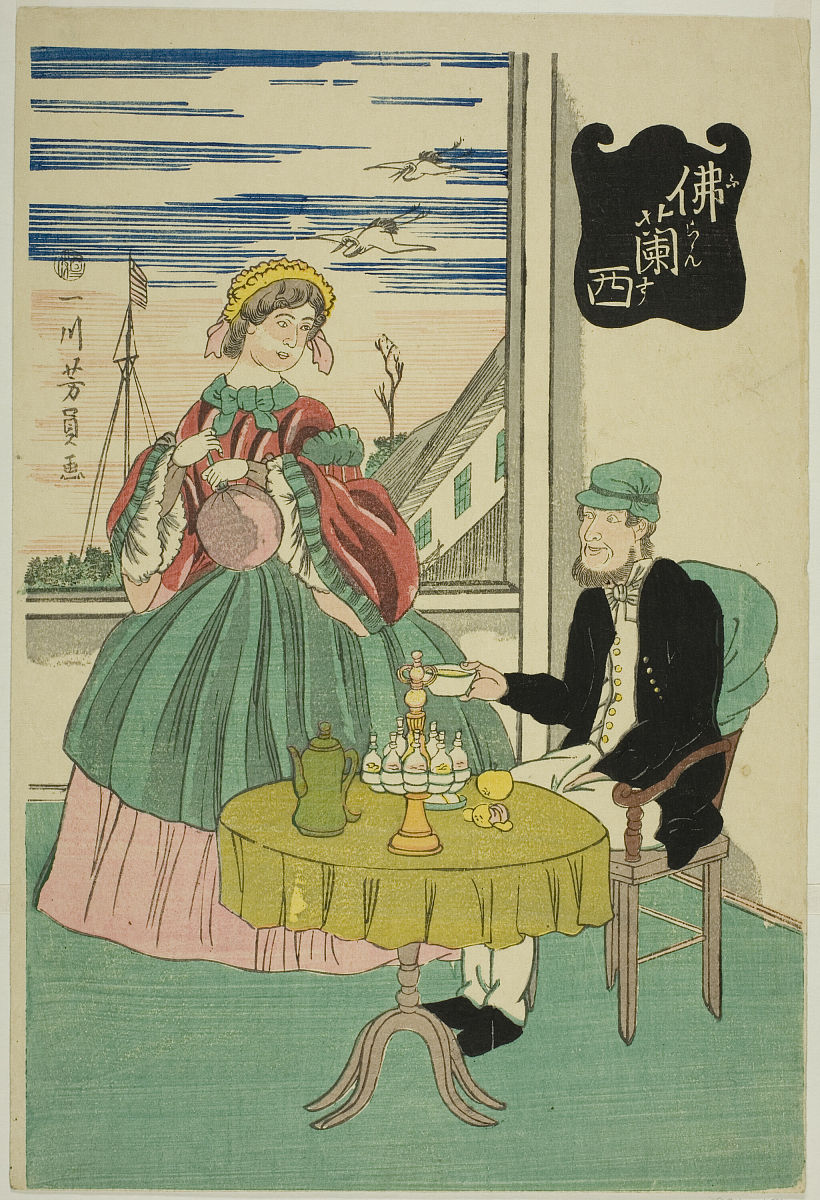 请翻译The term Chinoiserie appeared in France around the middle of the 17th century The closure of Japan due to the rise in power of the Tokugawa shoguns Edo period the resumption of foreign trade in Chi