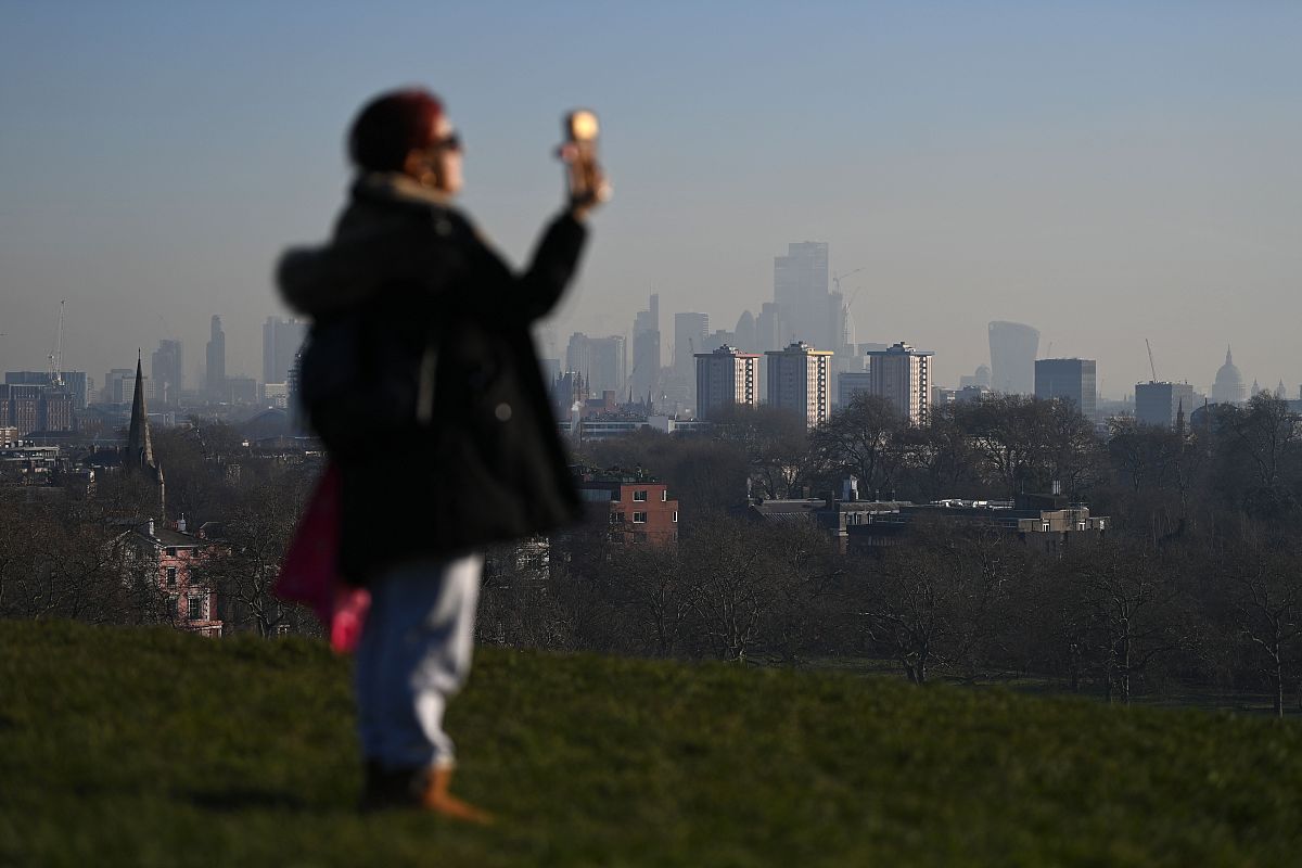 当地时间2022年1月14日,英国伦敦,英国政府的污染预测网站建议,英国南