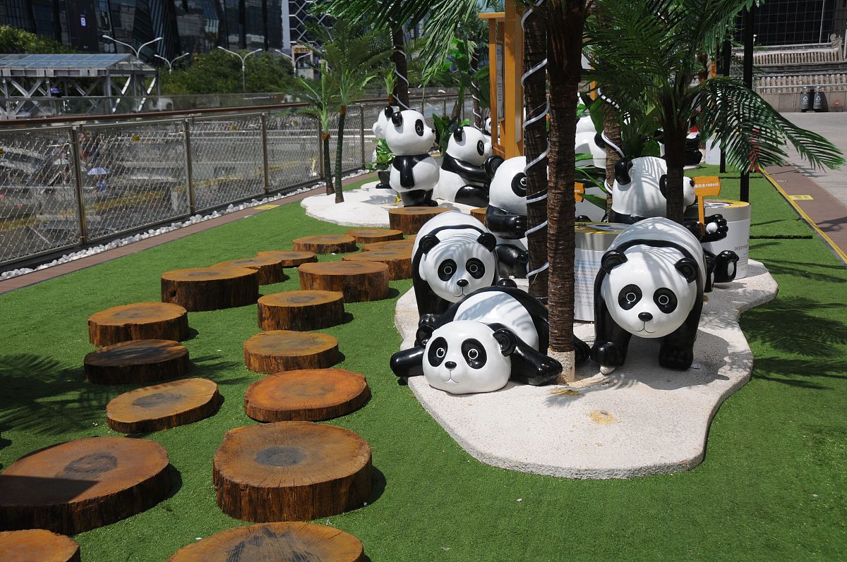 起一些熊猫雕塑园林景观设计节点名字