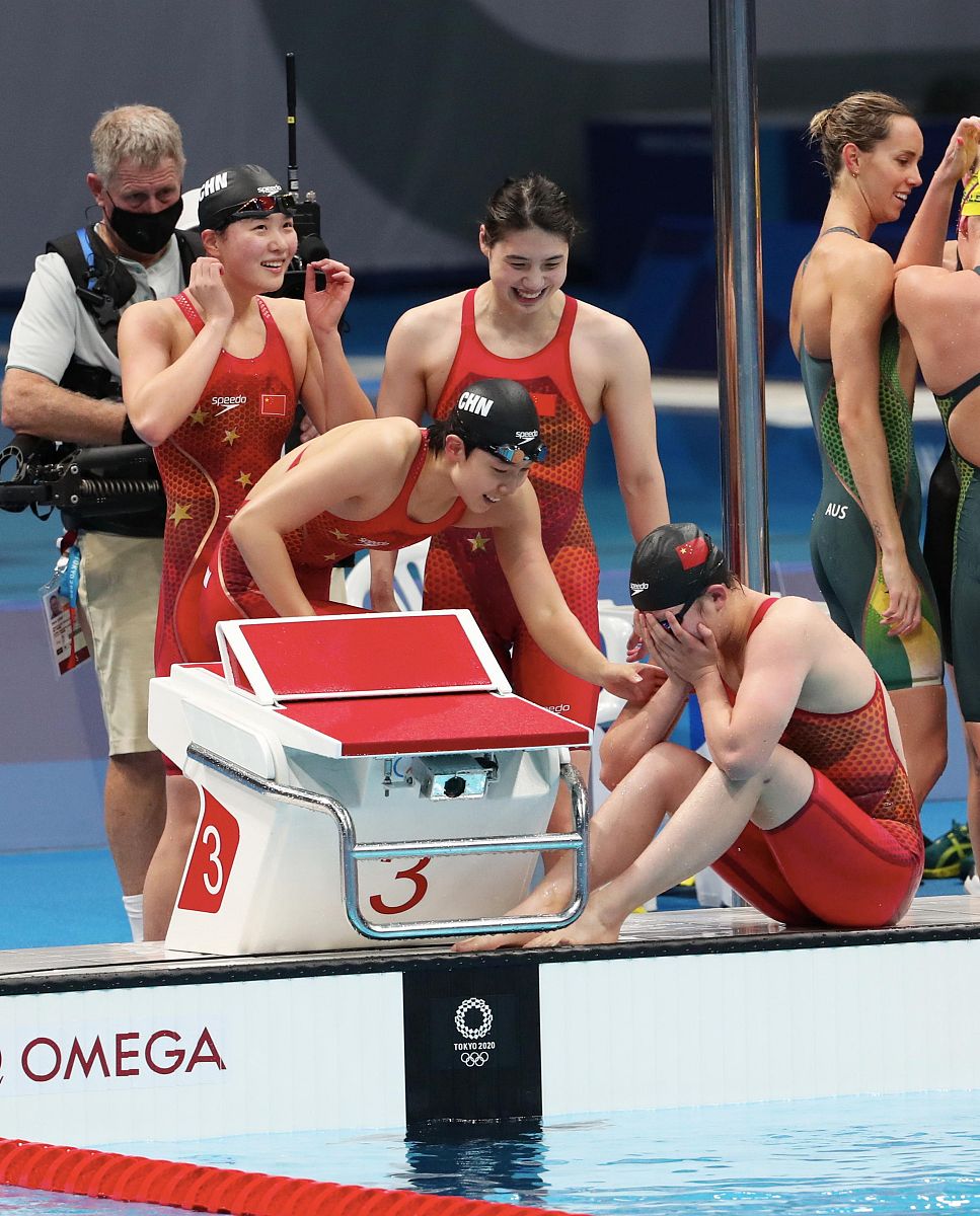 2021年7月29日,日本,2020东京奥运会女子4x200米自由泳接力决赛及颁奖