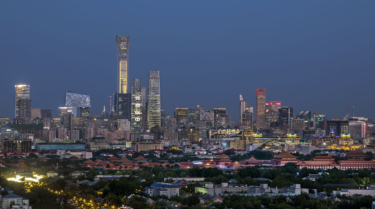 2018年9月29日,北京,城市cbd傍晚景色.