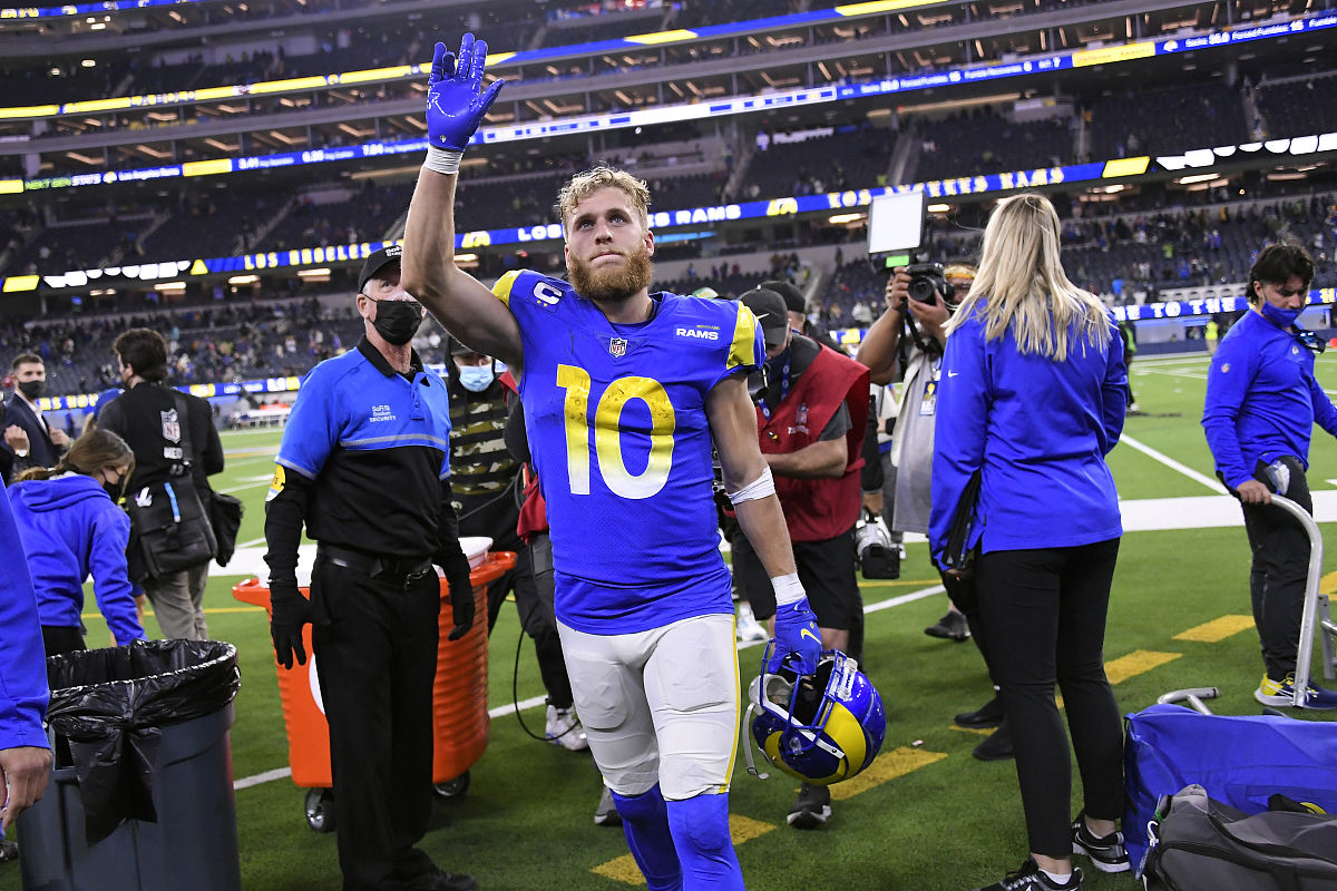 los angeles rams wide receiver cooper kupp walks off the field a