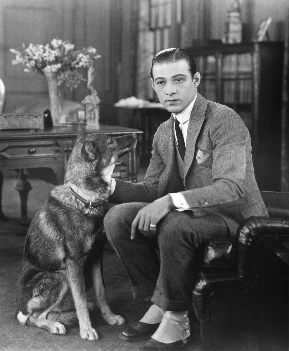 (original caption) rudolph valentino, silent film star, with his