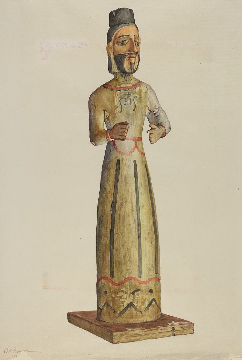 bulto (st. ignatius), circa 1938. artist carl o'bergh. (photo by