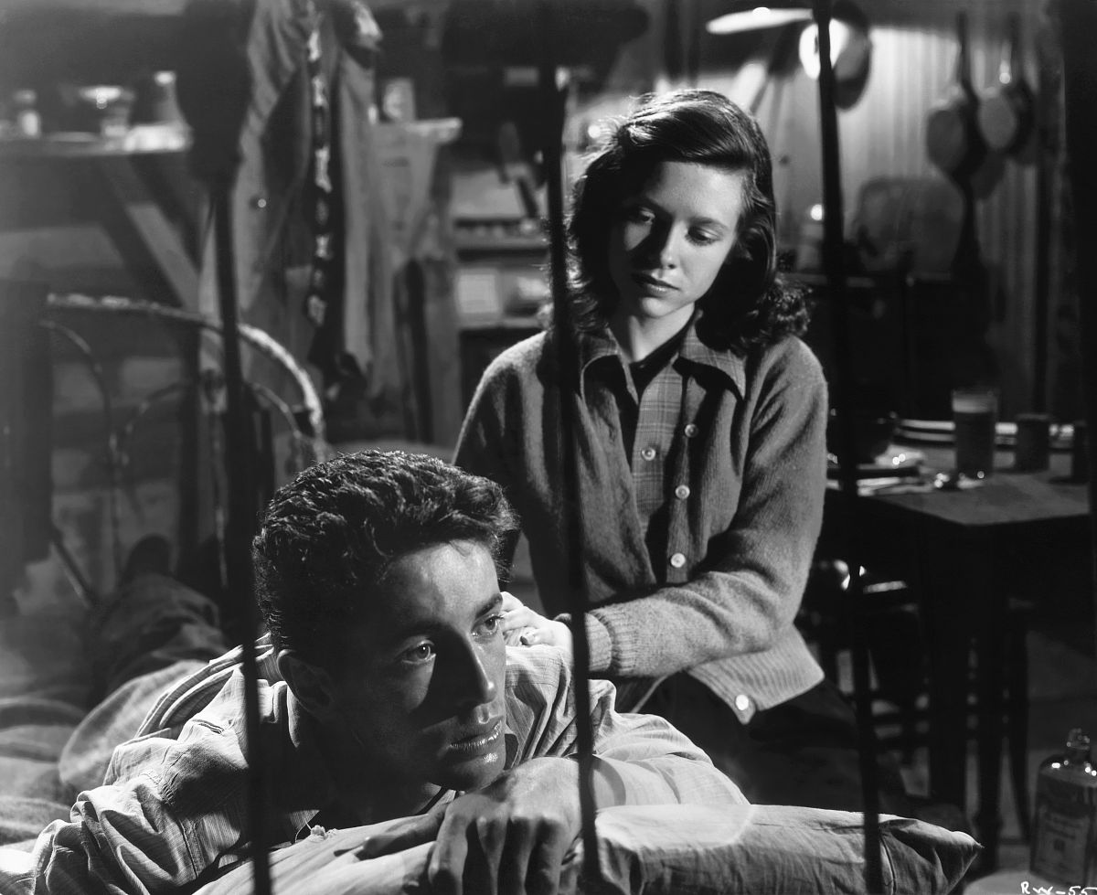 american actors farley granger and cathy o'donnell on the set of
