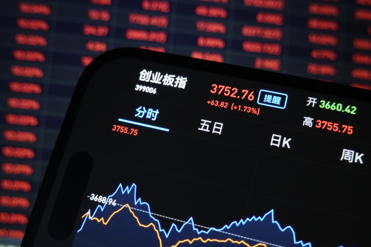 2026年4月22日,江苏省海安市,股民查看当日<strong>a</strong>股收盘