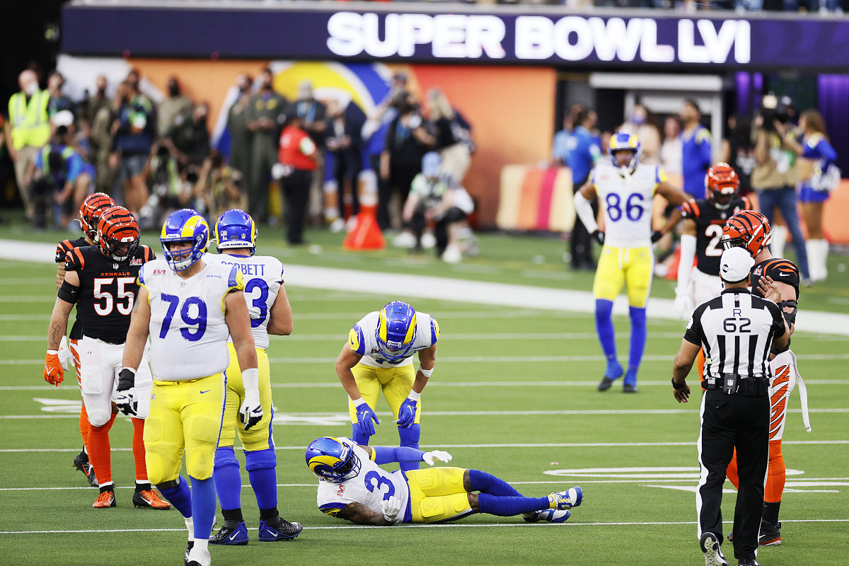 inglewood, california - february 13: cooper kupp #10 tends to od