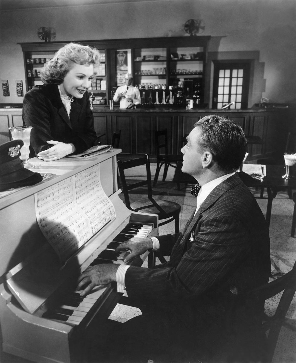 american actors virginia mayo and james cagney on the set of whi