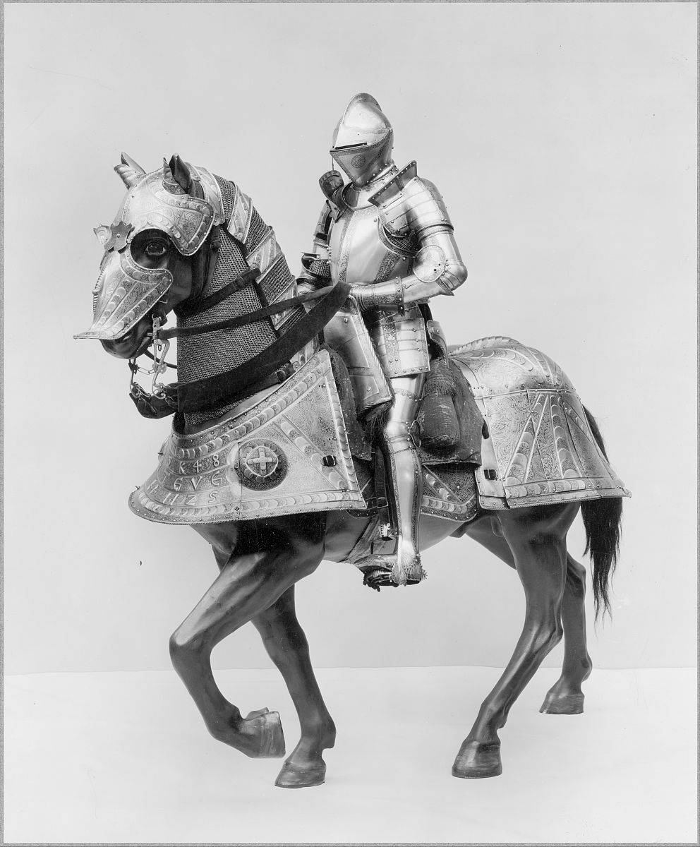 armour for man and horse, german, nuremberg, dated 1548, with la
