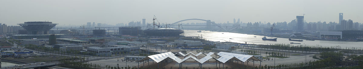 2009年4月27日,正在建设中的上海世博园区全景(拼接).(摄影师要求:用
