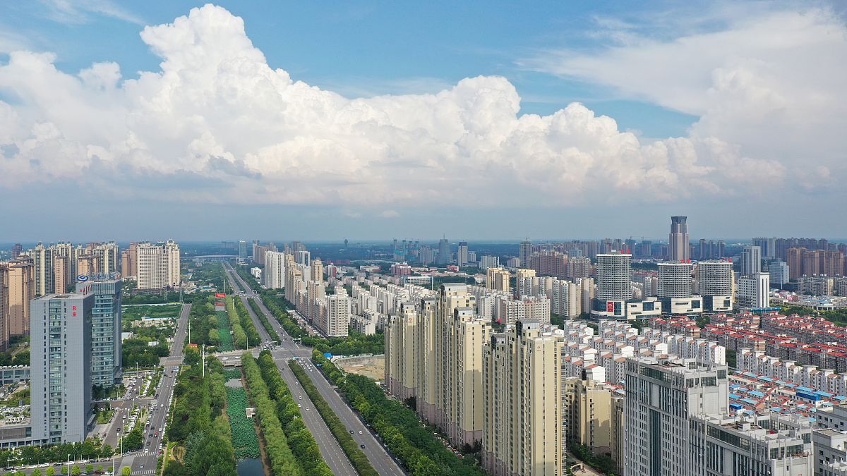 2019年8月1日,河南许昌,航拍城市风光.
