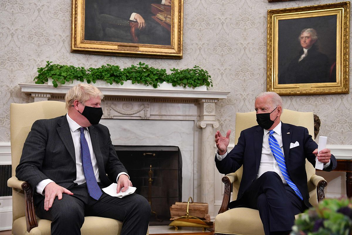 当地时间2021年9月21日,美国华盛顿特区,美国总统拜登在白宫会见来访