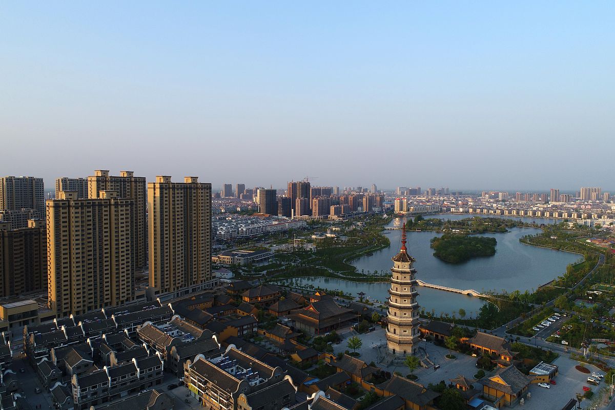 2017年4月27日,航拍江苏省淮安市涟水县城全貌.