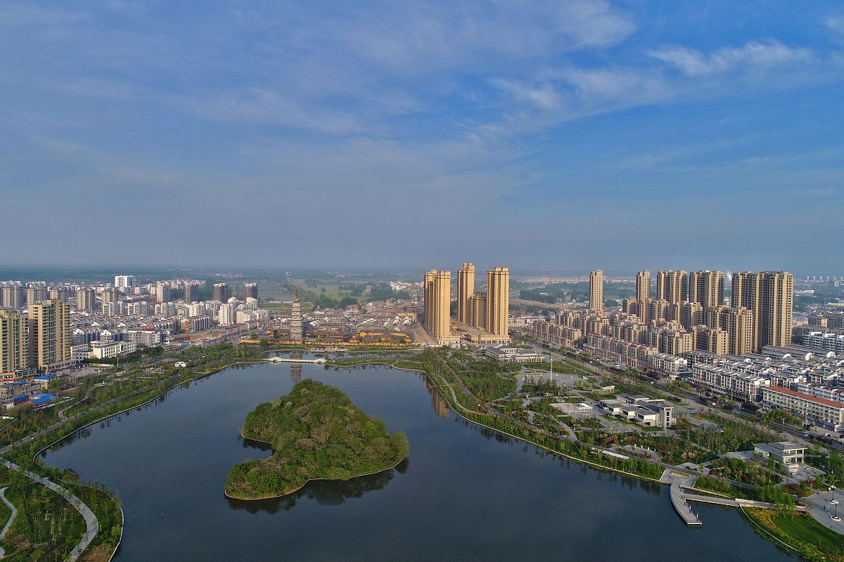 2017年4月27日,航拍江苏省淮安市涟水县五岛湖公园.